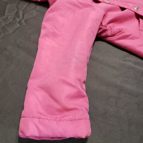 Raincoat Pink Embroidered Floral Fleece Lined Hooded Size 12m Button Up - Picture 6 of 8